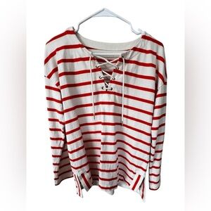 Talbots Orange and White Striped Top